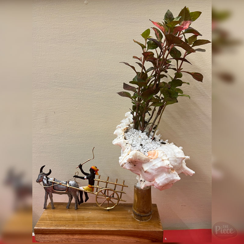 Bullock Cart Showpiece with Decorative Planter Stand