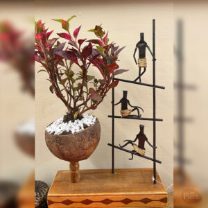 Coconut Shell Tabletop Planter with Metal Stand