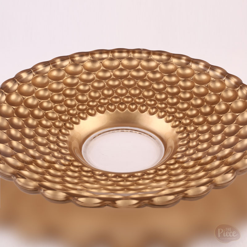 Premium Painted Glass Fruit Bowl – Luxury Golden Embossed Bubble Design - Image 3