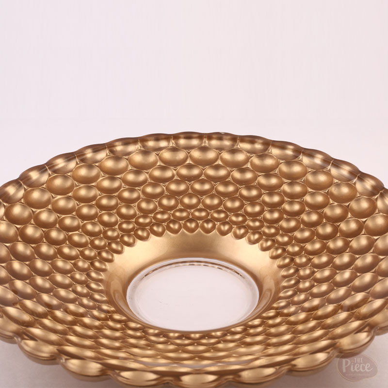 Premium Painted Glass Fruit Bowl – Luxury Golden Embossed Bubble Design - Image 2
