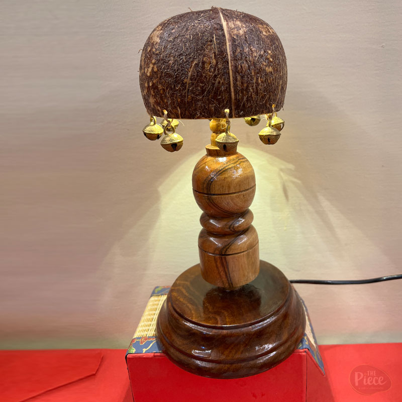 Handcrafted Coconut Shell Table Lamp for Home Décor