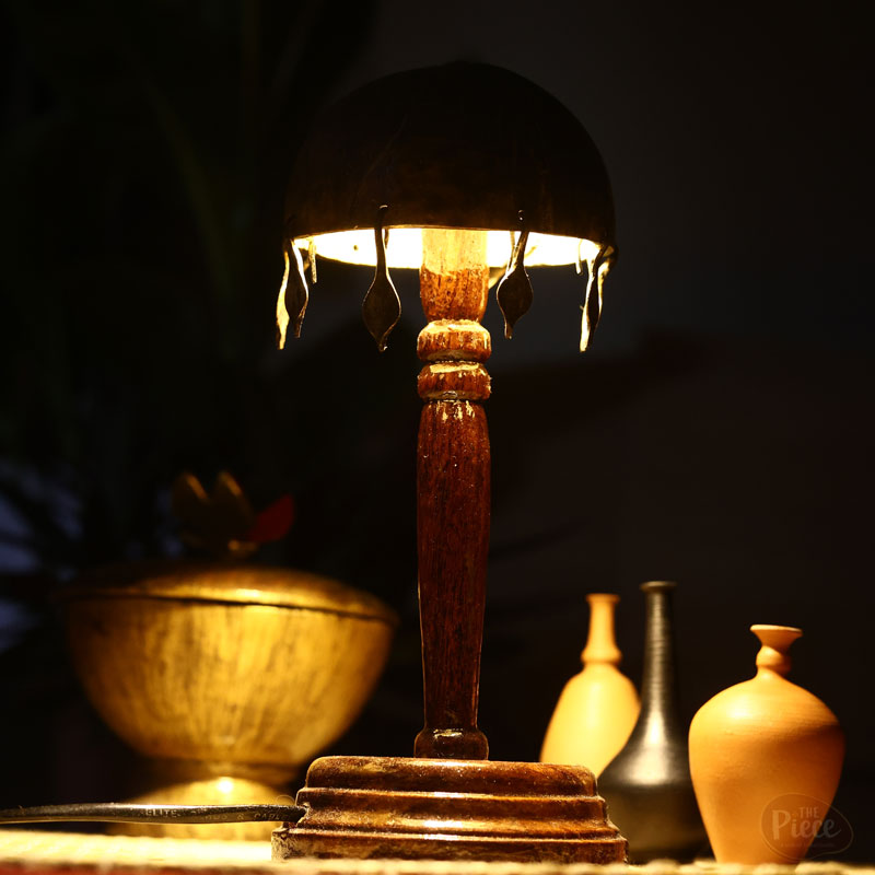 HANDCRAFTED RUSTIC COCONUT TABLE LAMP - Image 2