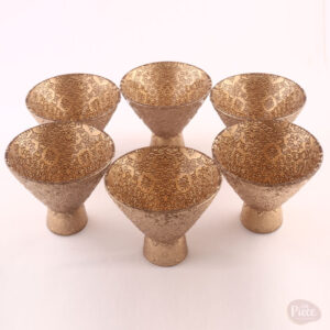 Antique Gold Embossed Glass Dessert Bowl Set for Elegant Dessert Serving