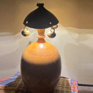 Handcrafted Coconut Pot Table Lamp with Dome and Hanging Bells for Home Décor