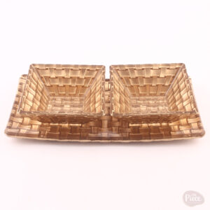 Gold Look Serving Platter with 2 Bowls