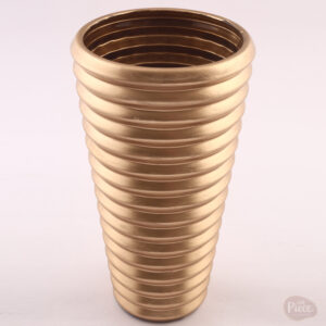 Gold Ribbed Glass Flower Vase