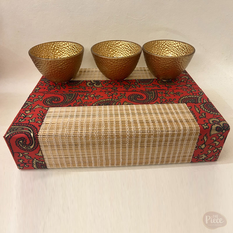Hand Painted Gold Glass Ice Cream Bowls – Textured Dessert Bowl Set of 6 - Image 3