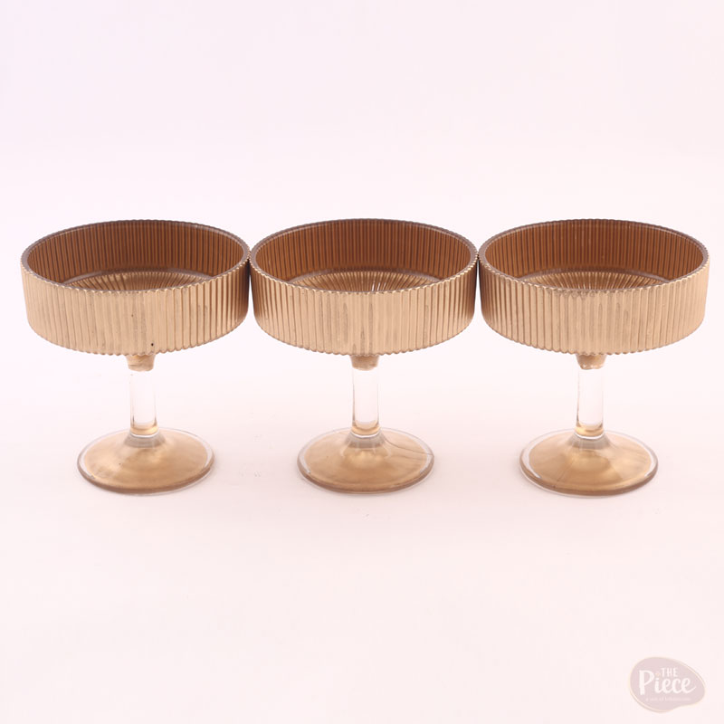 Vintage Gold Embossed Glass Ice Cream Dessert Bowls – Set of 6 - Image 6
