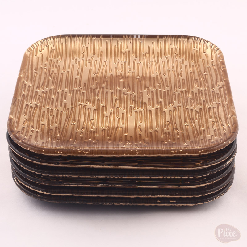 HAND PAINTED GOLD GLASS QUARTER PLATES – SET OF 6 - Image 4
