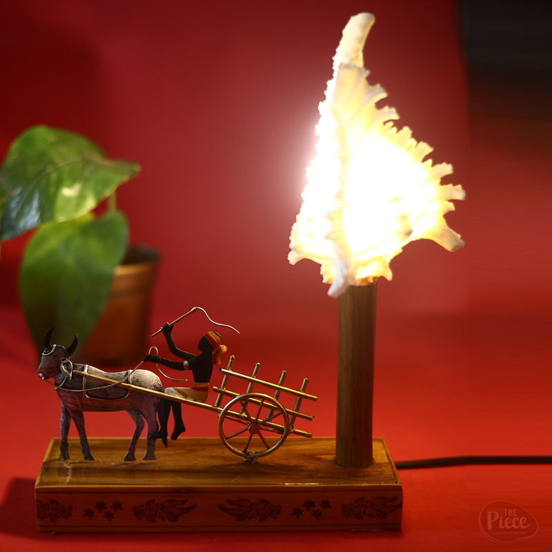 ECO FRIENDLY BULLOCK CART SEA SHELL TABLE LAMP - Image 2