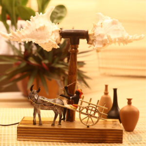 Handmade bullock cart double sea shell table lamp