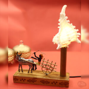 Eco friendly bullock cart sea shell table lamp