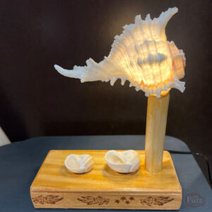 Deluxe sea shell table lamp with twin shell accents