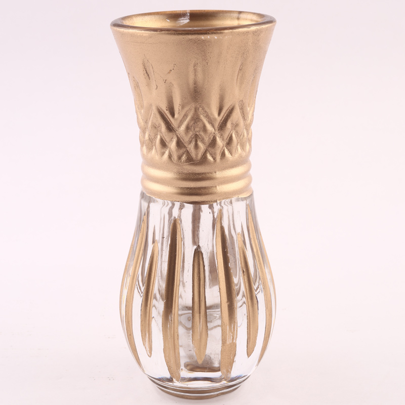 Gold Clear Glass Decorative Vase