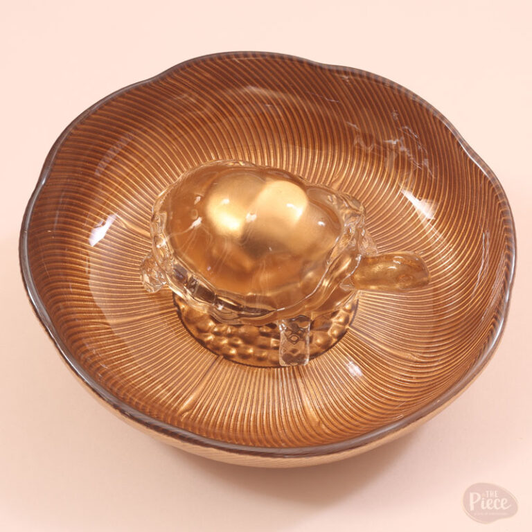 Hand Painted Glass Plate with Glass Tortoise